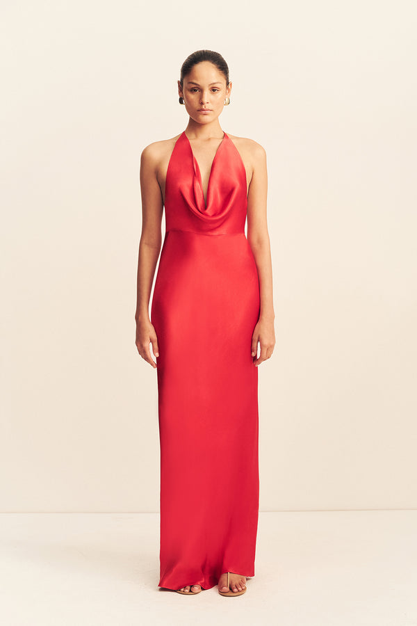 TATUM LOW COWL MAXI DRESS - GRENADINE_F