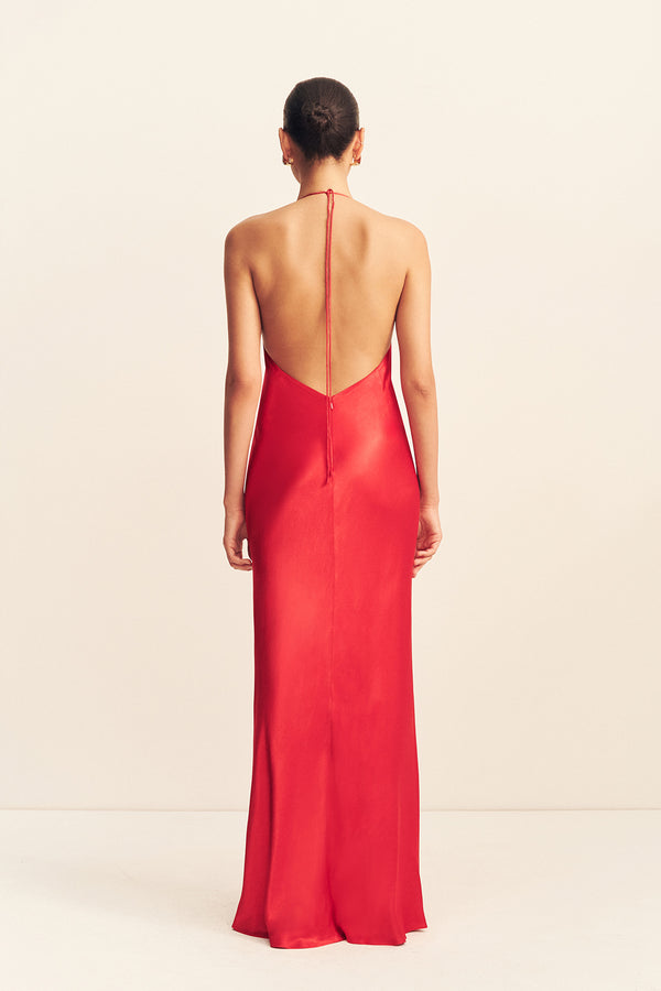 TATUM LOW COWL MAXI DRESS - GRENADINE