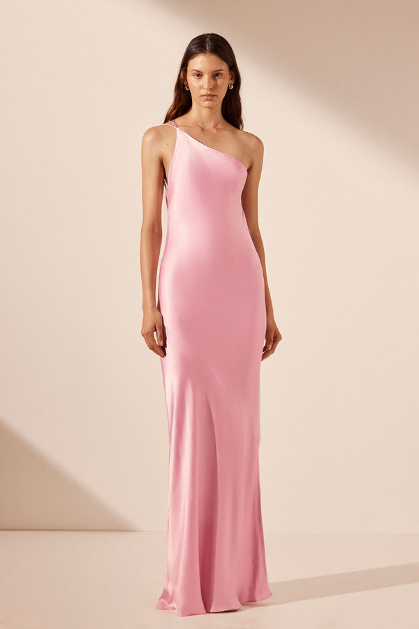 LA LUNE ONE SHOULDER COWL BACK MAXI DRESS - PEONY_F