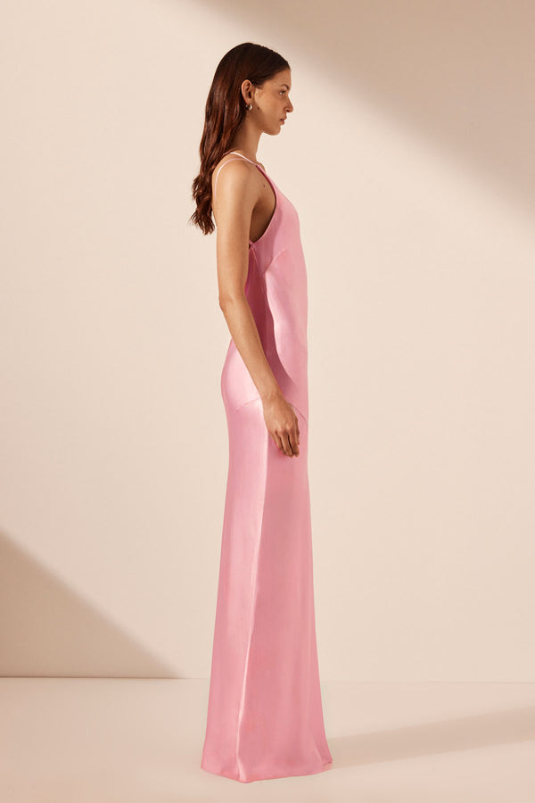 LA LUNE ONE SHOULDER COWL BACK MAXI DRESS - PEONY_S