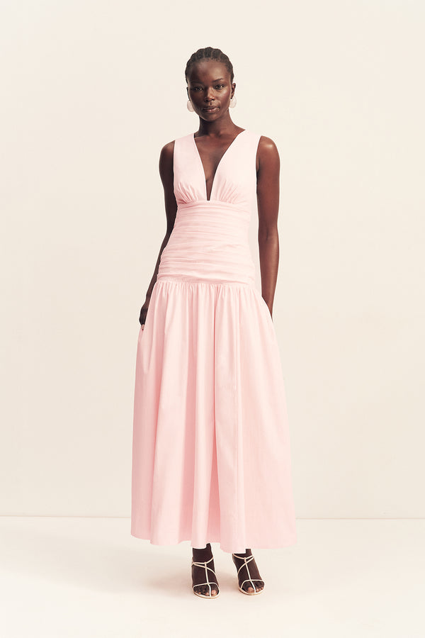 CAMPBELL PLUNGED GATHERED MAXI DRESS - BALLERINA_F