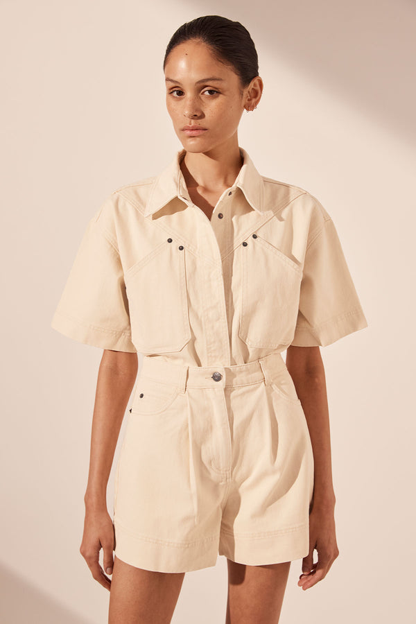 SIERRA SHORT SLEEVE SHIRT - CREAM_D