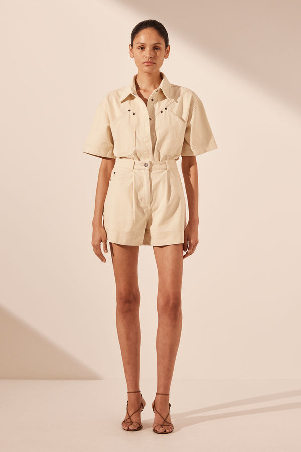 SIERRA SHORT SLEEVE SHIRT - CREAM_F
