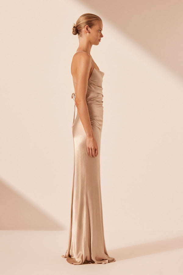 LA LUNE LACE BACK MAXI DRESS - GOLD_S