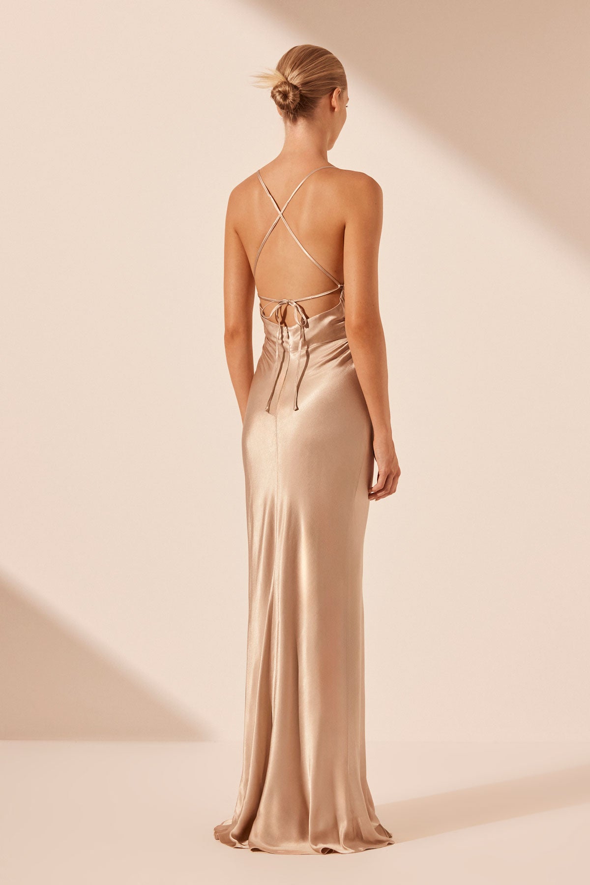 La Lune Lace Back Maxi Dress Gold Dresses Shona Joy