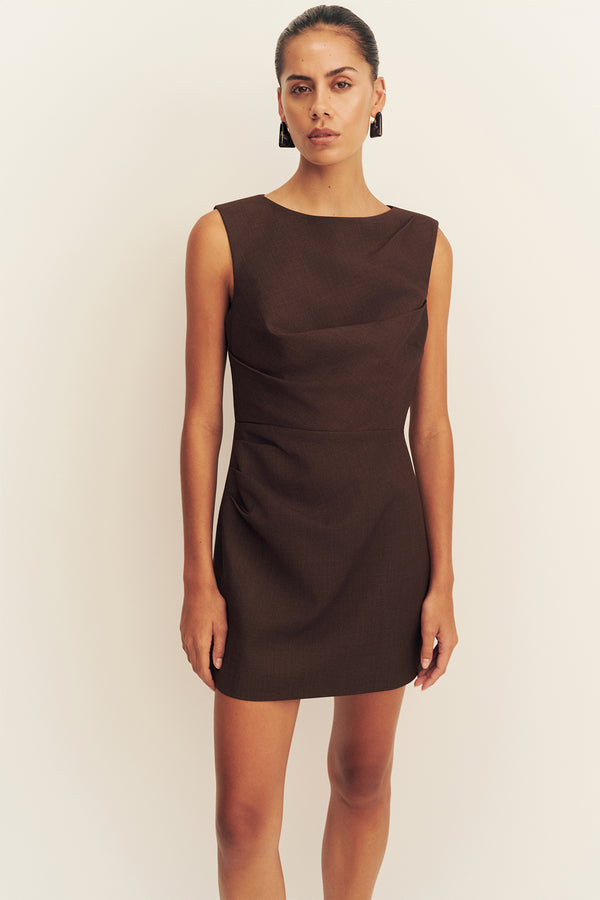 ASHER DRAPED MINI DRESS - RISTRETTO