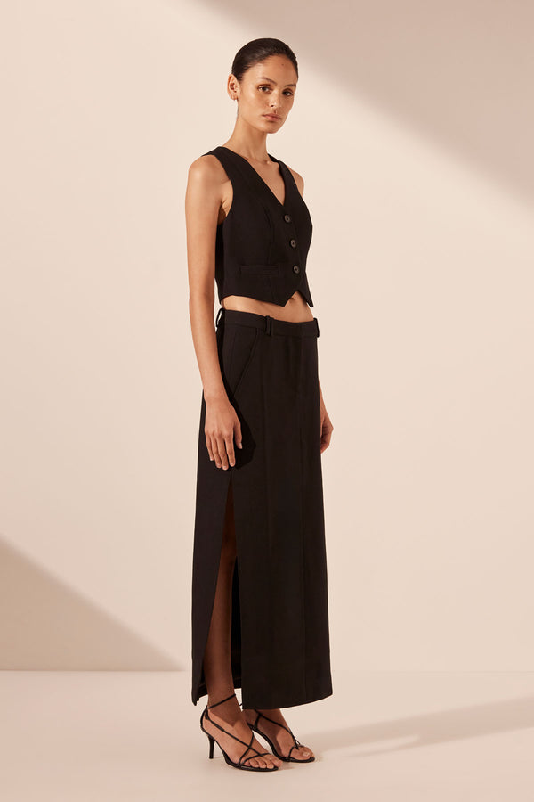 IRENA SIDE SPLIT MAXI SKIRT - BLACK_A