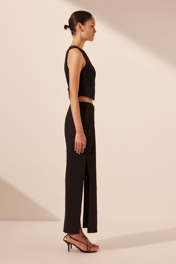 IRENA SIDE SPLIT MAXI SKIRT - BLACK_S