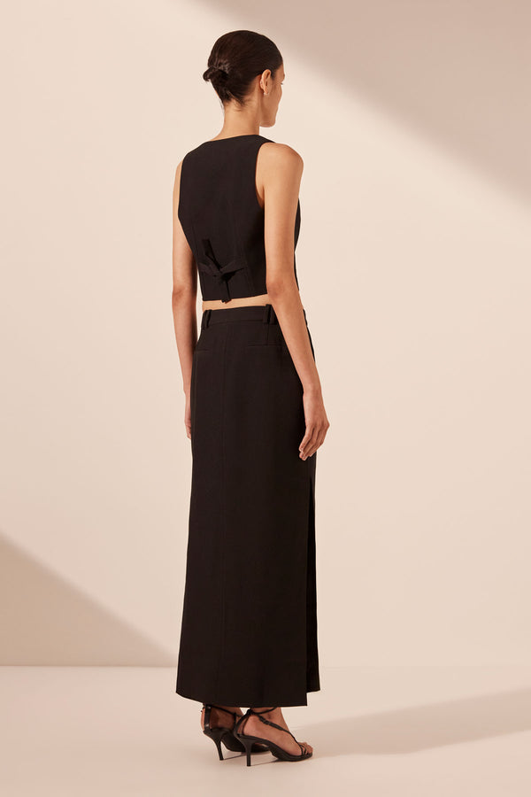 IRENA SIDE SPLIT MAXI SKIRT - BLACK_B