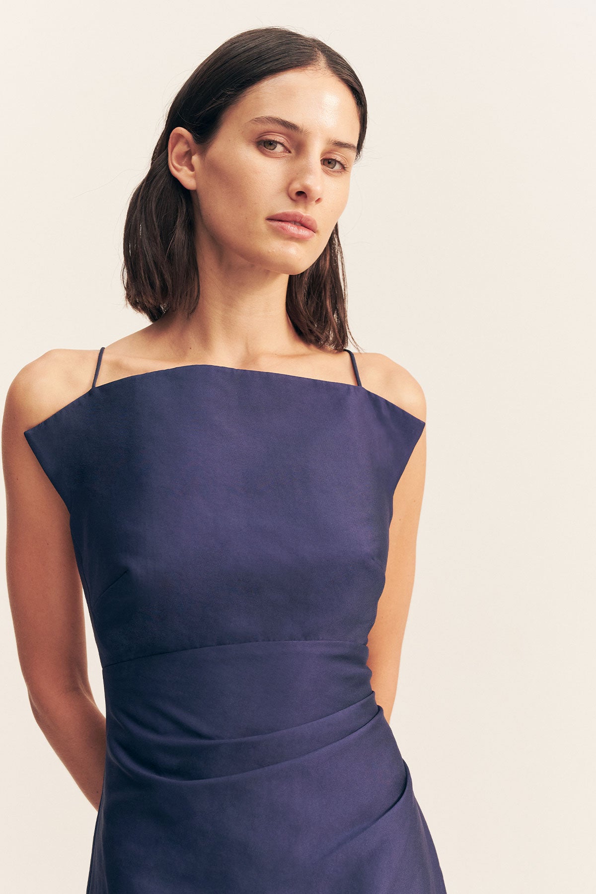 Otis Draped High Neck Midi Dress | Midnight | Dresses | Shona Joy