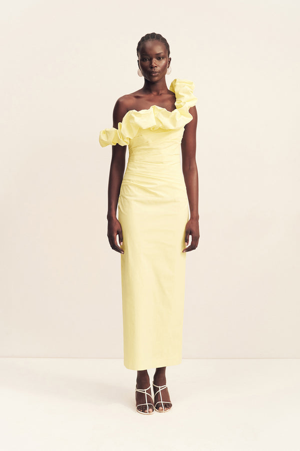 CAMPBELL RUFFLE DRAPED MAXI DRESS - LEMONADE_F