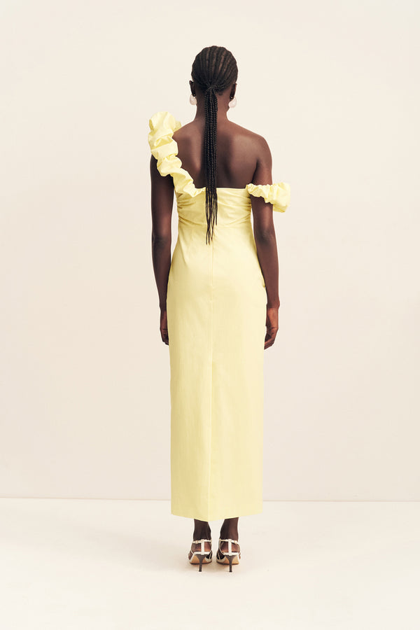 CAMPBELL RUFFLE DRAPED MAXI DRESS - LEMONADE