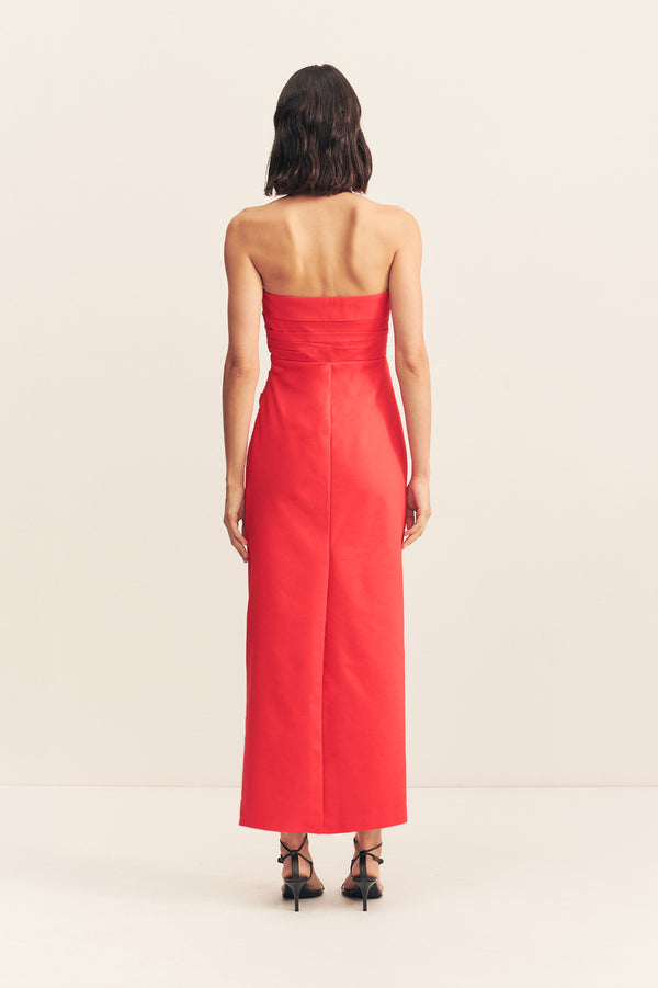 LANI DRAPED HALTER MAXI DRESS - CHILLI