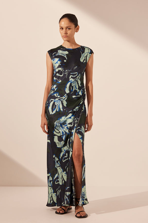 FRANCO SILK SIDE SPLIT MAXI DRESS
_F
