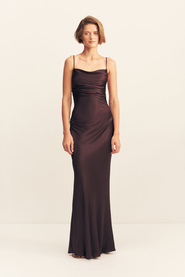 LA LUNE LACE BACK MAXI DRESS - ESPRESSO_F