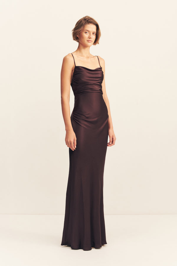 LA LUNE LACE BACK MAXI DRESS - ESPRESSO