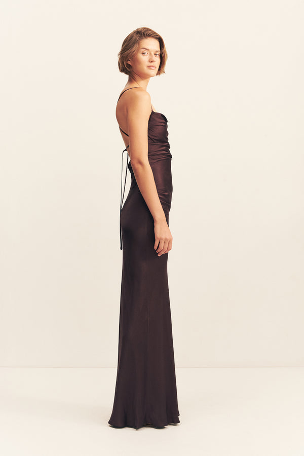LA LUNE LACE BACK MAXI DRESS - ESPRESSO