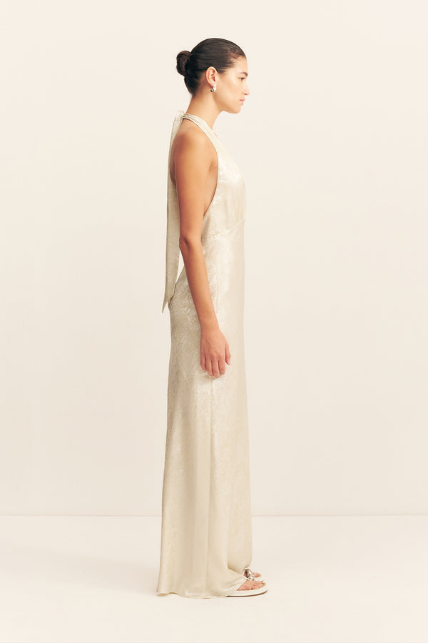 CALDER HALTER NECK MAXI DRESS - BUBBLY