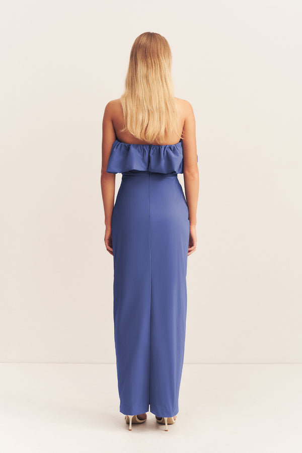 CAMPBELL STRAPLESS BUBBLE MAXI DRESS - WAVE BLUE_B