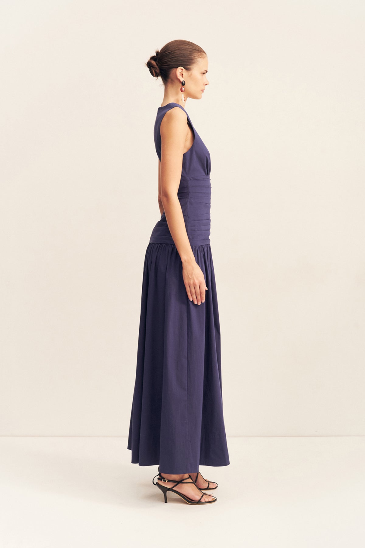 Campbell Plunged Gathered Maxi Dress | Midnight | Dresses | Shona Joy