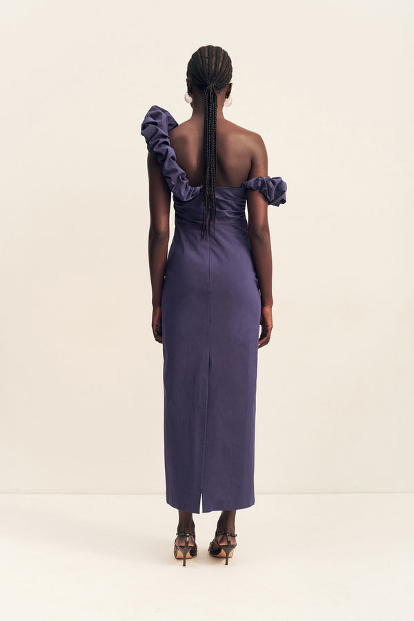 CAMPBELL RUFFLE DRAPED MAXI DRESS - MIDNIGHT
