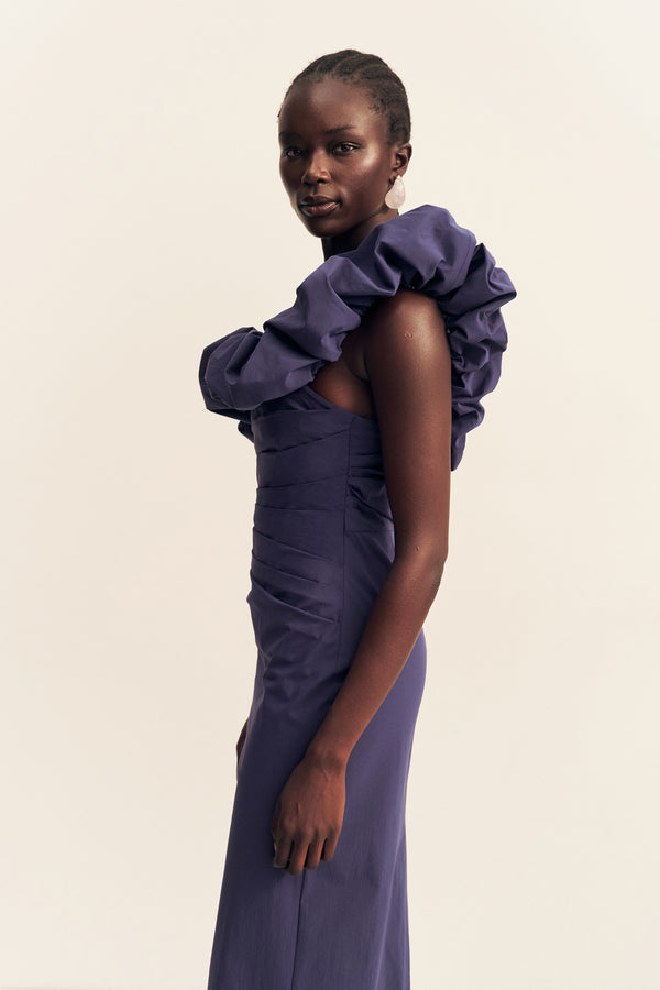 CAMPBELL RUFFLE DRAPED MAXI DRESS - MIDNIGHT