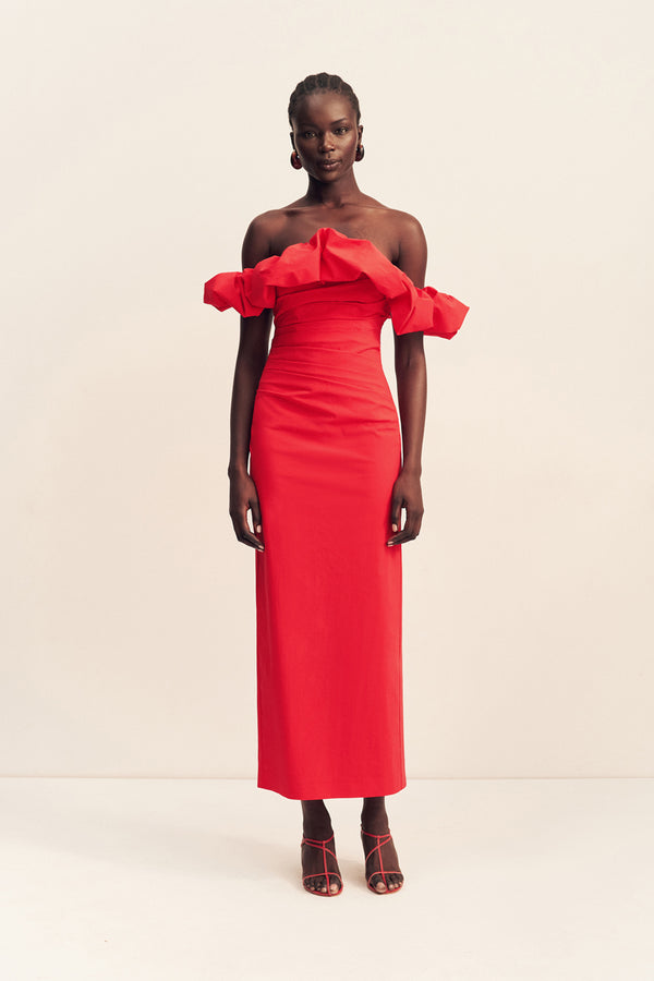 CAMPBELL RUFFLE DRAPED MAXI DRESS - GOJI