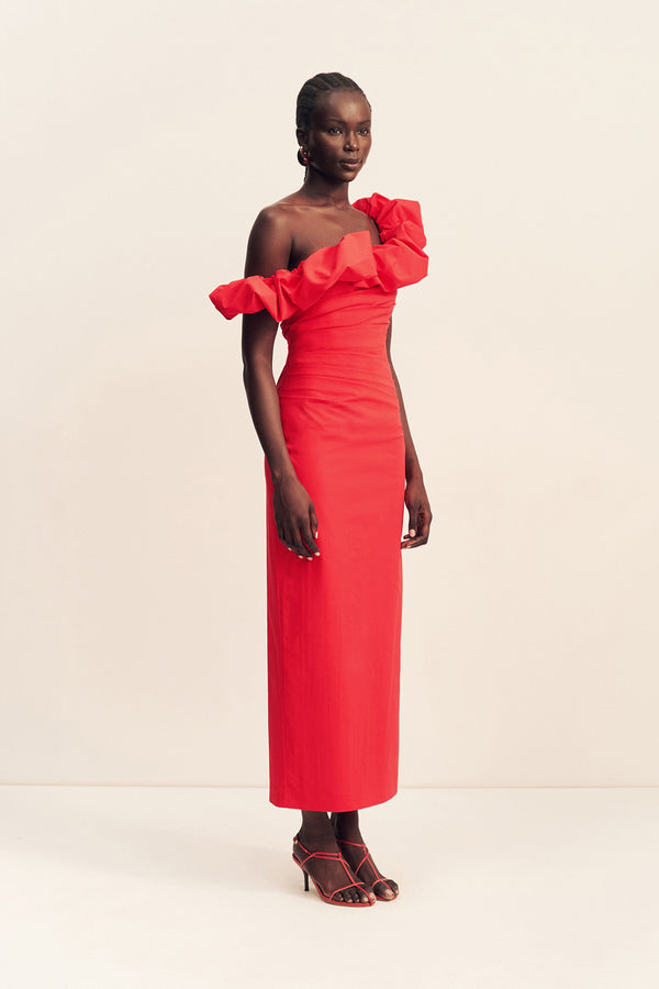 CAMPBELL RUFFLE DRAPED MAXI DRESS - GOJI