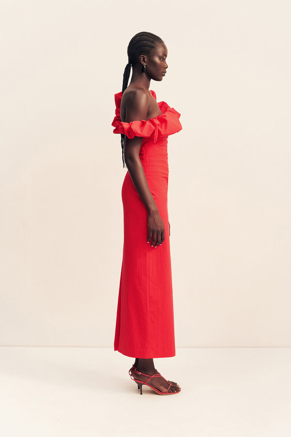 CAMPBELL RUFFLE DRAPED MAXI DRESS - GOJI