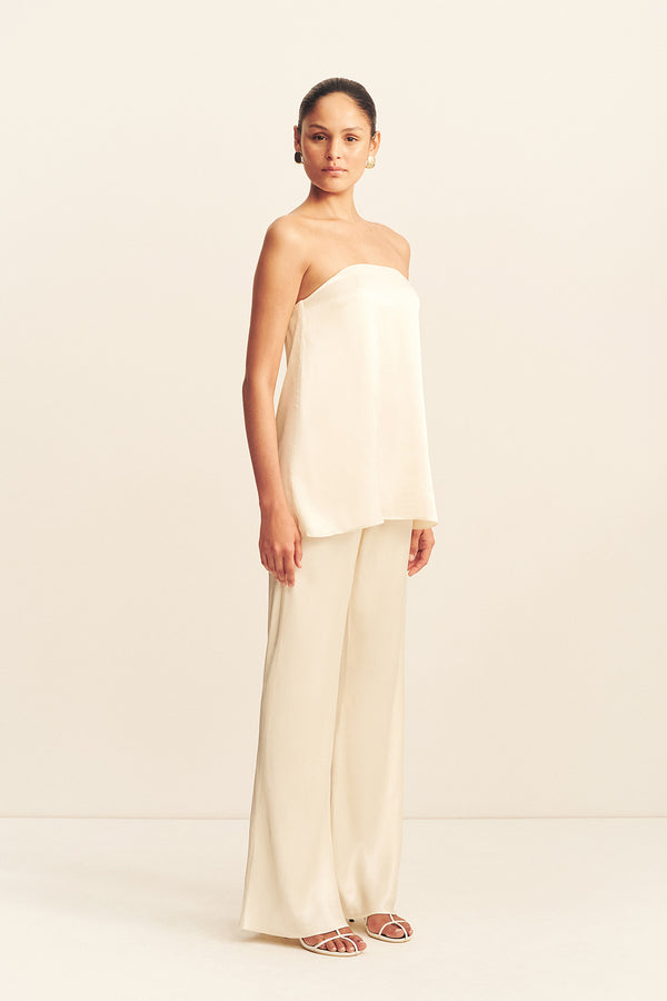 LA LUNE STRAPLESS COLUMN TOP - CREAM