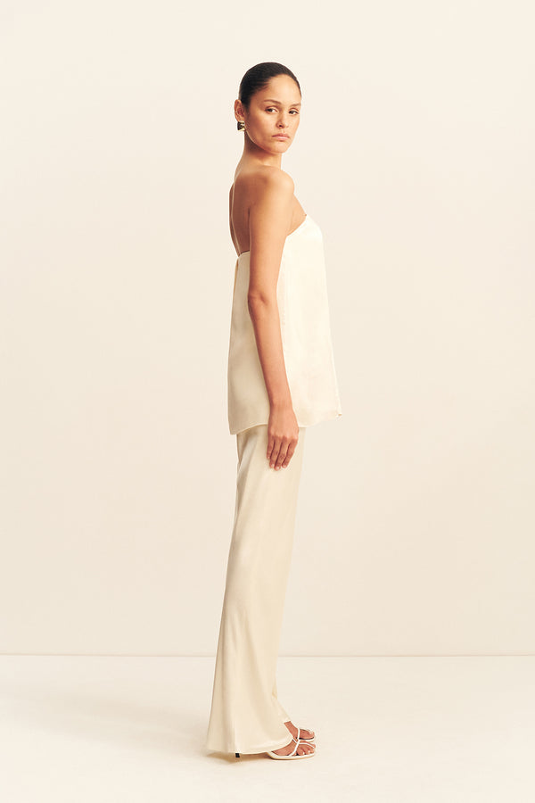 LA LUNE STRAPLESS COLUMN TOP - CREAM