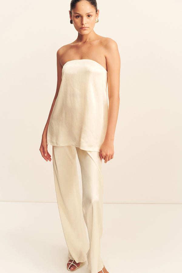 LA LUNE STRAPLESS COLUMN TOP - CREAM