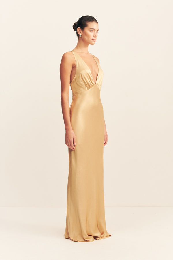 OLIVIERA PLUNGED CROSS BACK MAXI DRESS - TAFFY_A