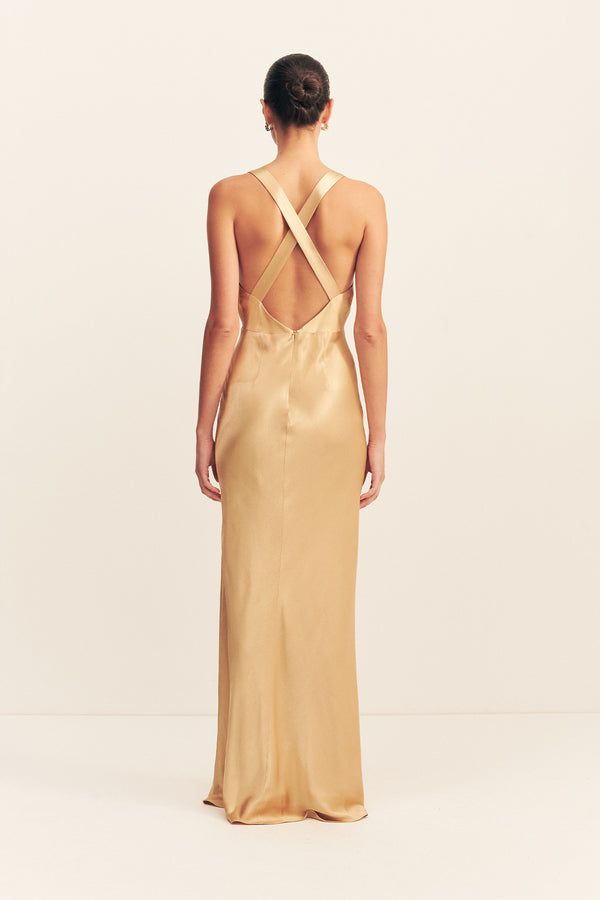 OLIVIERA PLUNGED CROSS BACK MAXI DRESS - TAFFY_B