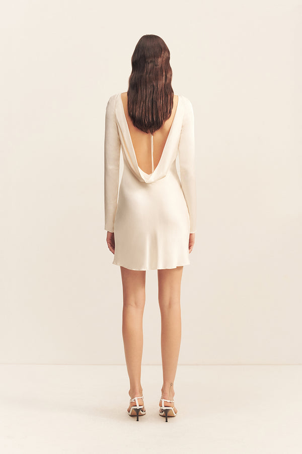 La Lune Long Sleeve Backless Mini Dress | Cream | Dresses | Shona Joy La Lune Long Sleeve Backless Mini Dress | Cream | Dresses | Shona Joy