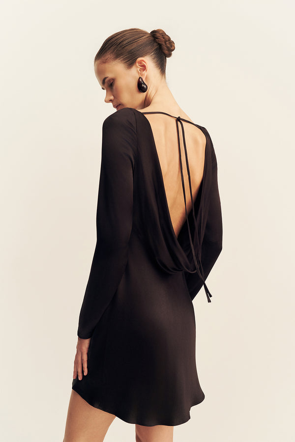 La Lune Long Sleeve Backless Mini Dress | Black | Dresses | Shona Joy La Lune Long Sleeve Backless Mini Dress | Black | Dresses | Shona Joy