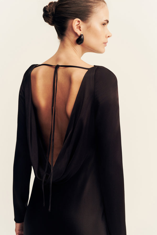 La Lune Long Sleeve Backless Mini Dress | Black | Dresses | Shona Joy La Lune Long Sleeve Backless Mini Dress | Black | Dresses | Shona Joy