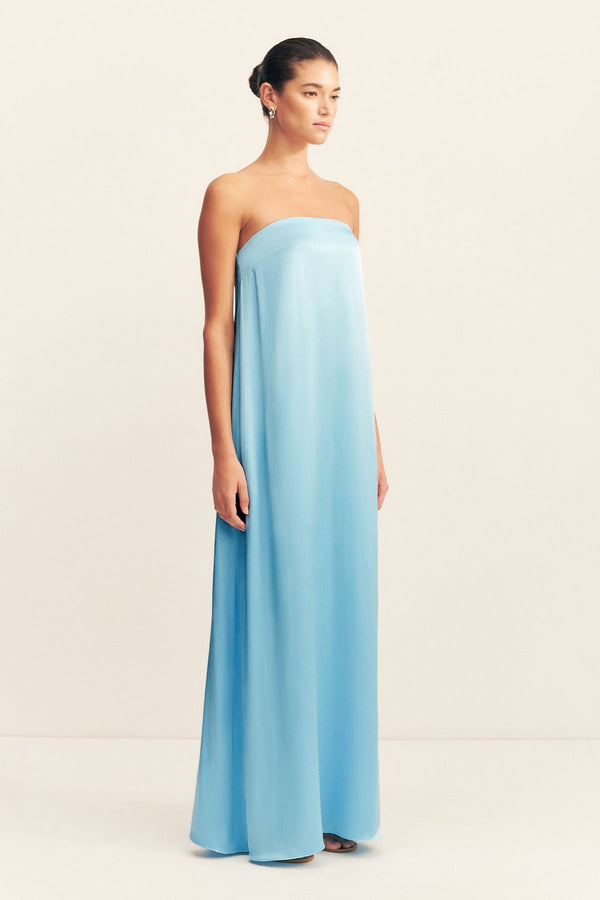 LA LUNE STRAPLESS COLUMN MAXI DRESS - ICEBERG BLUE_A