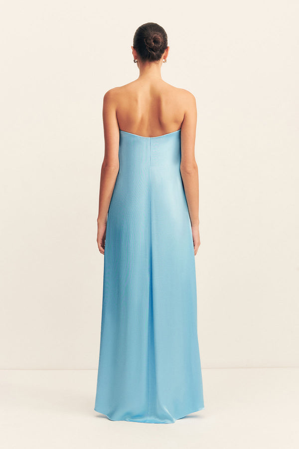 LA LUNE STRAPLESS COLUMN MAXI DRESS - ICEBERG BLUE_B