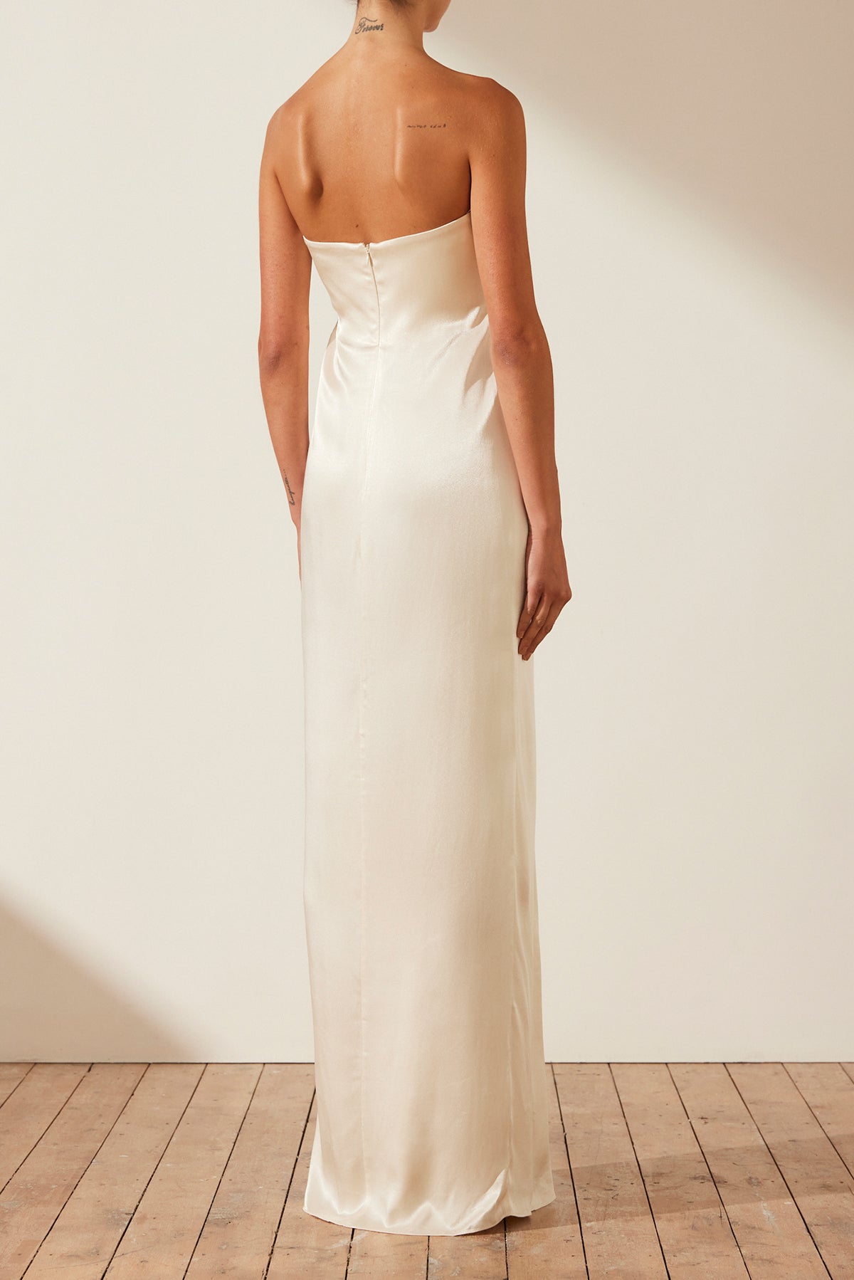 La Lune Strapless Knot Maxi Dress Cream Dresses Shona Joy