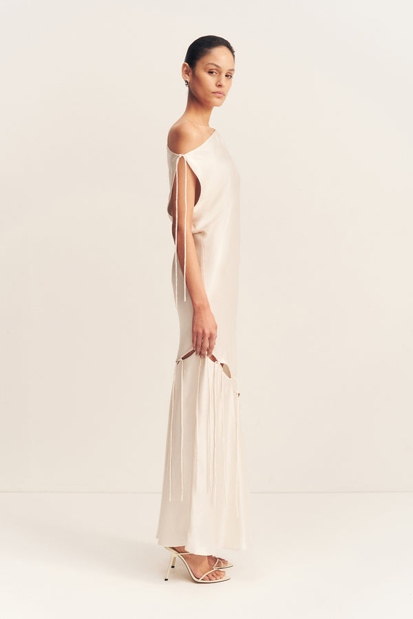 SAVANNA TIE MAXI DRESS - IVORY_S