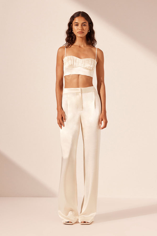 LA LUNE MID RISE STRAIGHT LEG PANT - CREAM_F