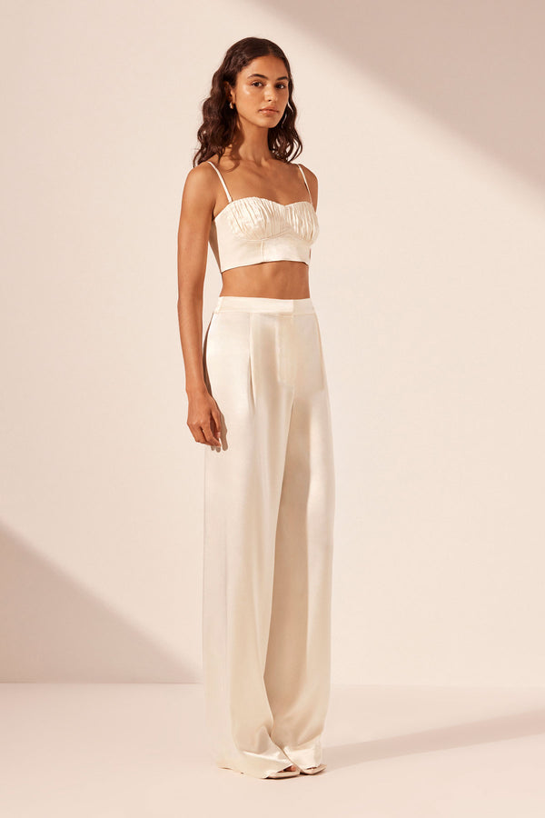 LA LUNE MID RISE STRAIGHT LEG PANT - CREAM_A
