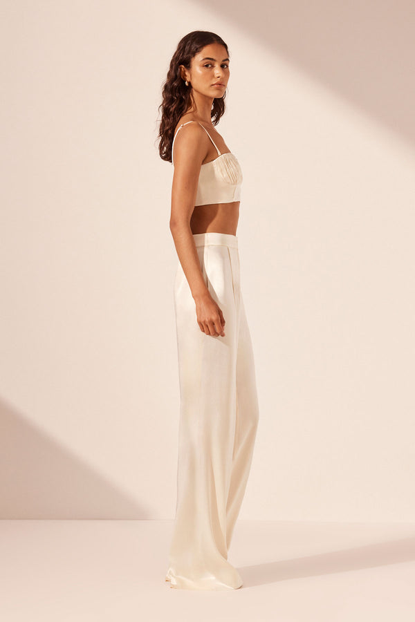 LA LUNE MID RISE STRAIGHT LEG PANT - CREAM_S