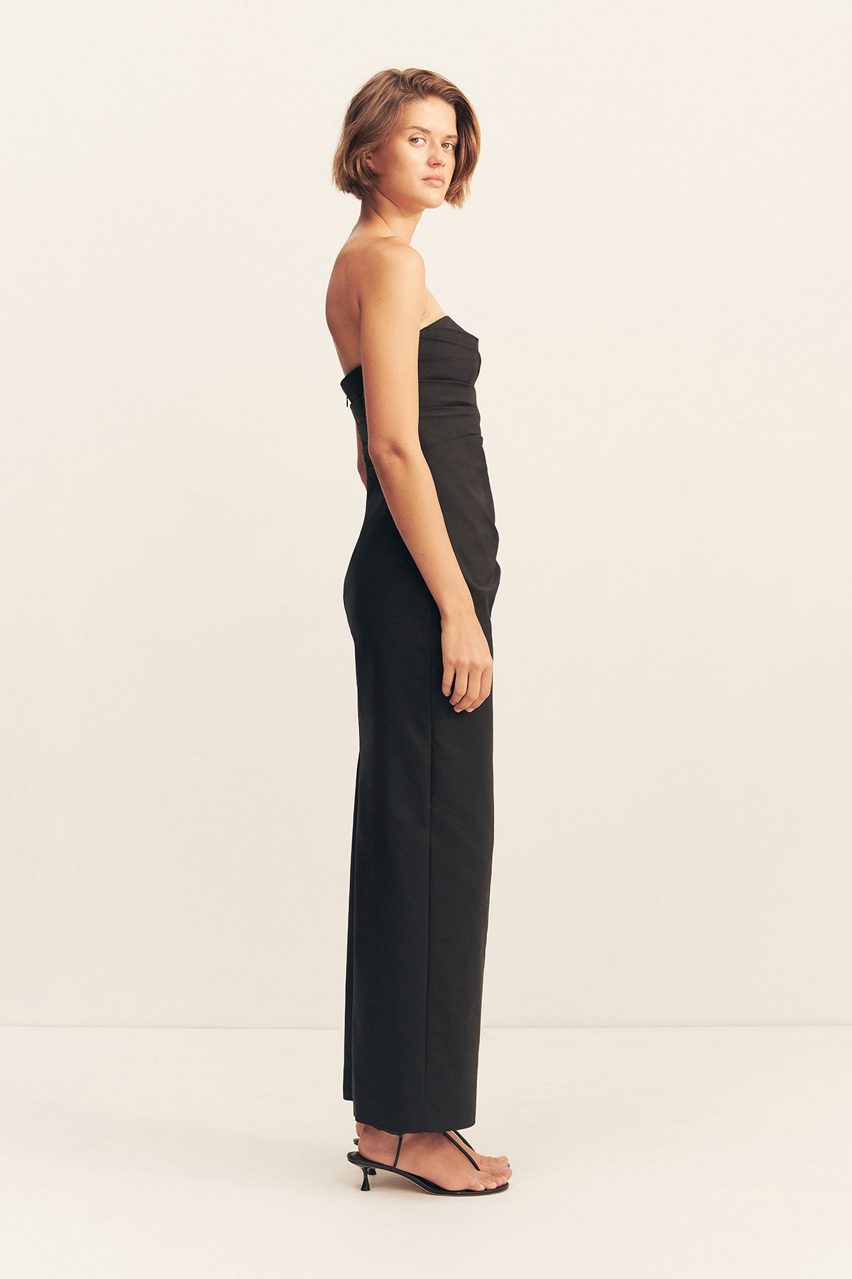 Lani Strapless Draped Maxi Dress | Black | Dresses | Shona Joy