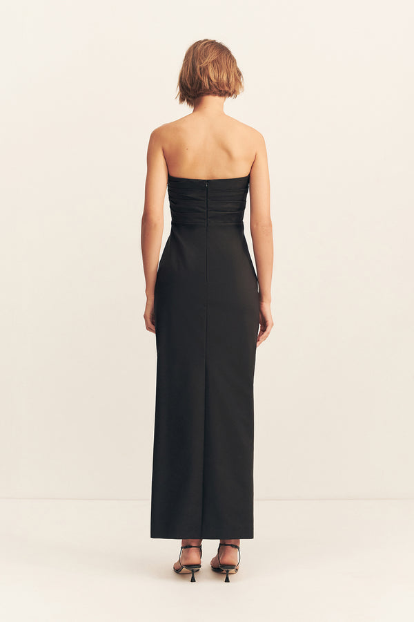 LANI STRAPLESS DRAPED MAXI DRESS - BLACK_B