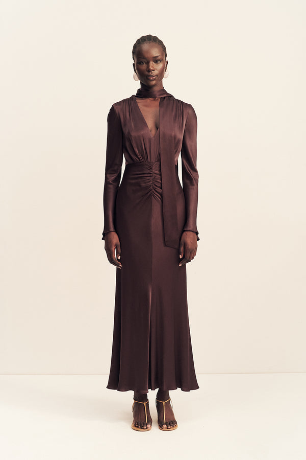 La Lune Plunged Long Sleeve Maxi Dress | Espresso | Dresses | Shona Joy La Lune Plunged Long Sleeve Maxi Dress | Espresso | Dresses | Shona Joy