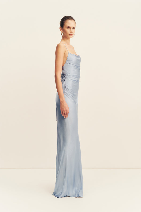 LA LUNE LACE BACK MAXI DRESS - POWDER BLUE