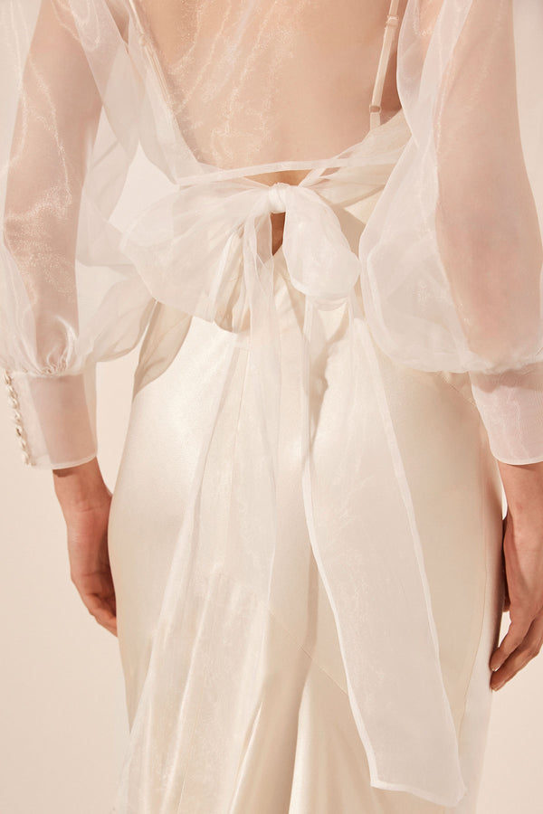 LA LUNE LIA SILK WRAP CROP BLOUSE - IVORY_D