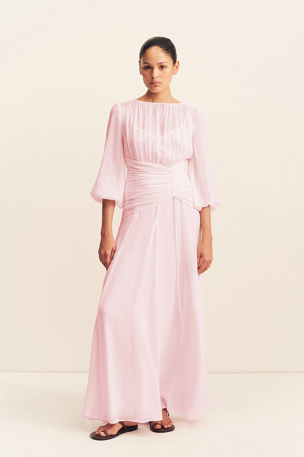 AMINA HIGH NECK BALLOON SLEEVE MAXI DRESS - FAIRYFLOSS_F